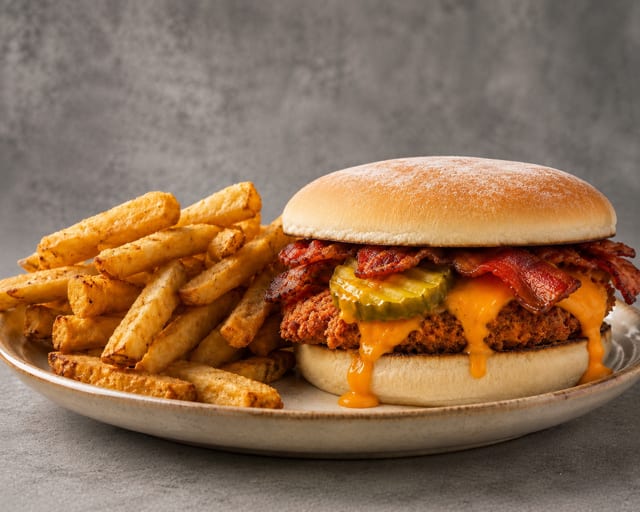 Hot Chicken w/ Bacon & Fries.
