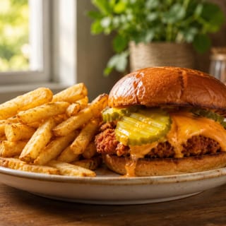 1 Hot Chicken Sandwich w fries
